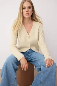 TRENDYOLMİLLA Stone Soft textured Knitwear Cardigan