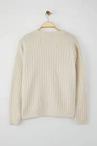 TRENDYOLMİLLA Wardrobe Essentials Stone Soft textured Basic Knitwear Cardigan | - Image 6
