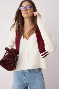TRENDYOLMİLLA Ecru Soft textured Sleeve Embroidery Detailed Knitwear Cardigan