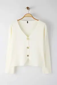 TRENDYOLMİLLA Ecru Trend Button Detailed Knitwear Cardigan - Image 5
