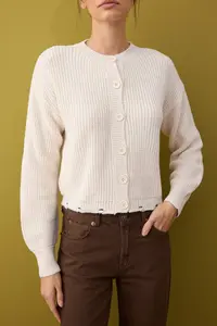 TRENDYOLMİLLA Stone Crew Neck Thessaloniki Knitwear Cardigan - Image 3