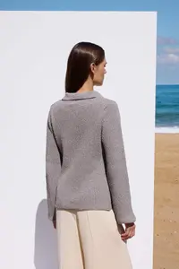 TRENDYOLMİLLA More Sustainable Mink Basic Polo Shirt Collar Knitwear Cardigan - Image 4