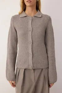 TRENDYOLMİLLA More Sustainable Mink Basic Polo Shirt Collar Knitwear Cardigan - Image 7