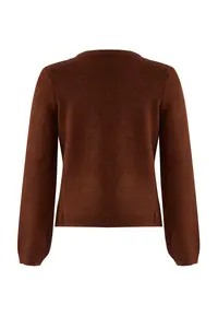 TRENDYOLMİLLA Teen Brown Soft textured Wide Pattern Extra Shawl Knitwear Cardigan - Image 8