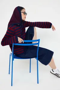 TRENDYOLMİLLA Teen Red Soft textured Wide Pattern Extra Shawl Knitwear Cardigan - Image 3
