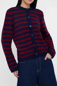 TRENDYOLMİLLA Teen Red Soft textured Wide Pattern Extra Shawl Knitwear Cardigan - Image 5