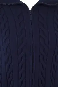 TRENDYOLMİLLA Wardrobe Essentials Navy Blue Premium YarnTurn-down Collar Braided Basic Knitwear Cardigan | - Image 6