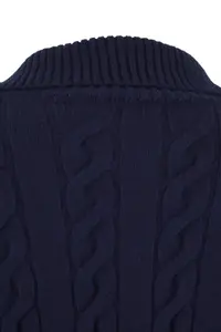 TRENDYOLMİLLA Wardrobe Essentials Navy Blue Premium YarnTurn-down Collar Braided Basic Knitwear Cardigan | - Image 7