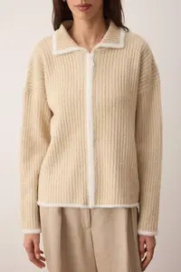 TRENDYOLMİLLA Mink Wide Pattern Color Blocked Knitwear Cardigan - Image 4