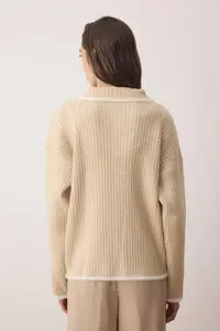 TRENDYOLMİLLA Mink Wide Pattern Color Blocked Knitwear Cardigan - Image 5