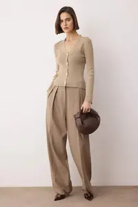 TRENDYOLMİLLA Mink Button Detailed Plain Knitwear Cardigan - Image 2