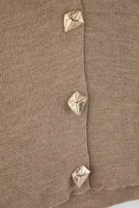 TRENDYOLMİLLA Mink Button Detailed Plain Knitwear Cardigan - Image 7