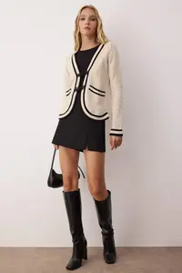 TRENDYOLMİLLA Stone Embroidery Button Detailed Knitwear Cardigan - Image 2