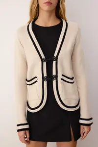 TRENDYOLMİLLA Stone Embroidery Button Detailed Knitwear Cardigan - Image 3