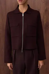 TRENDYOLMİLLA Special Collection Brown Cotton Blended Polo Shirt Collar Pocket Detail Knitwear Cardigan - Image 3