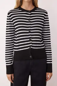 TRENDYOLMİLLA Black Cotton Blended Basic Knitwear Cardigan - Image 3