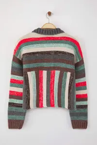 TRENDYOLMİLLA Multicolored Soft textured Knitwear Cardigan - Image 8