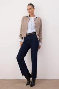 TRENDYOLMİLLA Wardrobe Essentials Mink Soft textured Basic Knitwear Cardigan | - Image 2