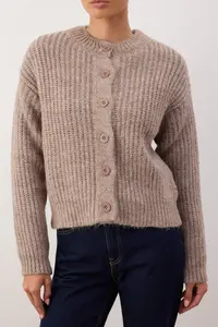 TRENDYOLMİLLA Wardrobe Essentials Mink Soft textured Basic Knitwear Cardigan | - Image 3