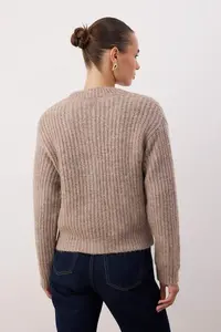 TRENDYOLMİLLA Wardrobe Essentials Mink Soft textured Basic Knitwear Cardigan | - Image 4