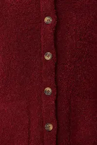 TRENDYOLMİLLA Burgundy Boucle/textured Thread Wide Pattern Coat Look Knitwear Cardigan - Image 4
