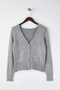 TRENDYOLMİLLA Gray Lace Garnished Detailed Knitwear Cardigan - Image 5