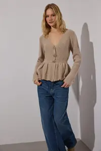 TRENDYOLMİLLA Mink Soft textured Button Detailed Knitwear Cardigan - Image 2