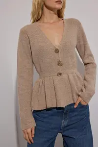 TRENDYOLMİLLA Mink Soft textured Button Detailed Knitwear Cardigan - Image 3