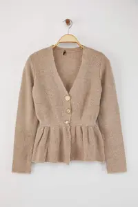 TRENDYOLMİLLA Mink Soft textured Button Detailed Knitwear Cardigan - Image 5