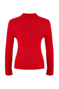 TRENDYOLMİLLA Wardrobe Essentials Red Premium Yarn Polo Shirt Collar Knitwear Cardigan | - Image 7