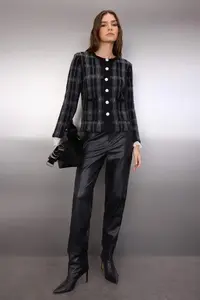TRENDYOLMİLLA Anthracite Soft textured Jacket Look Knitwear Cardigan - Image 2