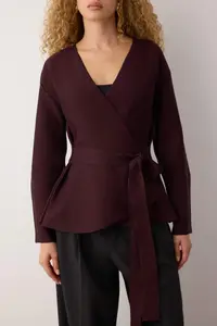 TRENDYOLMİLLA Burgundy Double breasted Binding Detailed Knitwear Cardigan - Image 3