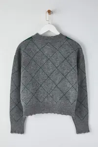 TRENDYOLMİLLA Anthracite Soft textured Baklava/Plaid pattern Knitwear Cardigan - Image 8