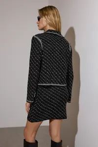 TRENDYOLMİLLA Black Jacket Yaka Simli Knitwear Cardigan - Image 4