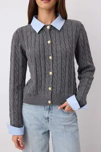 TRENDYOLMİLLA Anthracite Kombine Hair Knitting Knitwear Cardigan - Image 3