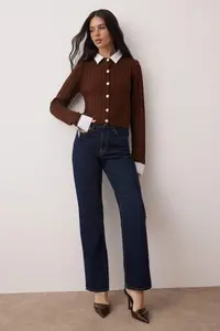 TRENDYOLMİLLA Brown Kombine Hair Knitting Knitwear Cardigan - Image 2
