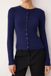 TRENDYOLMİLLA Navy Blue Soft textured Knitwear Cardigan - Image 3