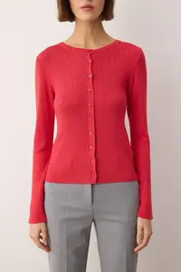 TRENDYOLMİLLA Red Soft textured Knitwear Cardigan - Image 3
