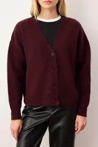 TRENDYOLMİLLA Wardrobe Essentials Burgundy Alpaca Blend Basic Knitwear Cardigan - Image 3