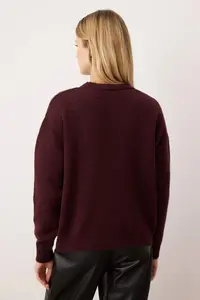 TRENDYOLMİLLA Wardrobe Essentials Burgundy Alpaca Blend Basic Knitwear Cardigan - Image 4