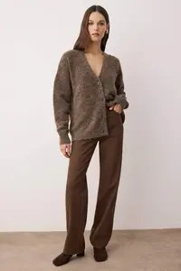 TRENDYOLMİLLA Wardrobe Essentials Mink Alpaca Blend Basic Knitwear Cardigan - Image 2