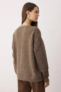 TRENDYOLMİLLA Wardrobe Essentials Mink Alpaca Blend Basic Knitwear Cardigan - Image 4