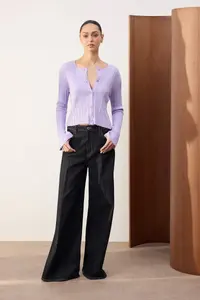 TRENDYOLMİLLA Wardrobe Essentials Lilac Spanish Arm Knitwear Cardigan - Image 2