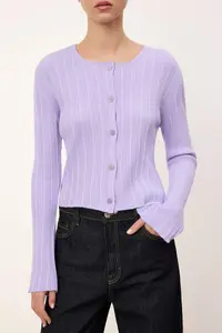 TRENDYOLMİLLA Wardrobe Essentials Lilac Spanish Arm Knitwear Cardigan - Image 3