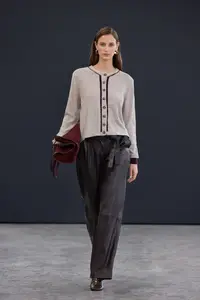 TRENDYOLMİLLA Trendyol Studio Gray Woolly Piping Detailed Knitwear Cardigan - Image 3