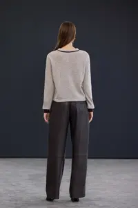 TRENDYOLMİLLA Trendyol Studio Gray Woolly Piping Detailed Knitwear Cardigan - Image 4