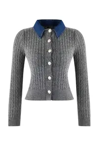 TRENDYOLMİLLA Anthracite denim Garnili Hair Knitting Knitwear Cardigan - Image 5