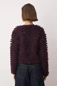 TRENDYOLMİLLA Purple Crew Neck textured Knitwear Cardigan - Image 4