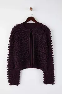 TRENDYOLMİLLA Purple Crew Neck textured Knitwear Cardigan - Image 5