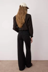 TRENDYOLMİLLA Black Hem Detailed High Waist Wide Leg comfort jeans - Image 4